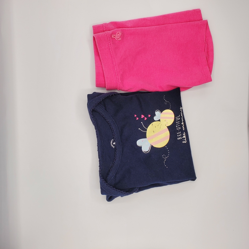 Pink Shorts and Navy Blue with Bees Print Onsie Size 12-18 Months